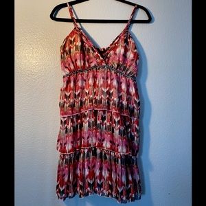 Red Multicolor Bebe 2B Mini Dress